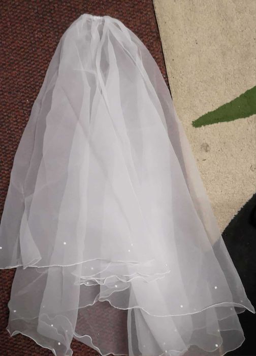 Rochiță, rochie mireasă albă măr. M + voal + bonus