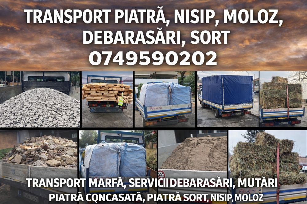 Transport Moloz mobila  Marfa  piatra deșeuri Crengi, Debarasari ,so