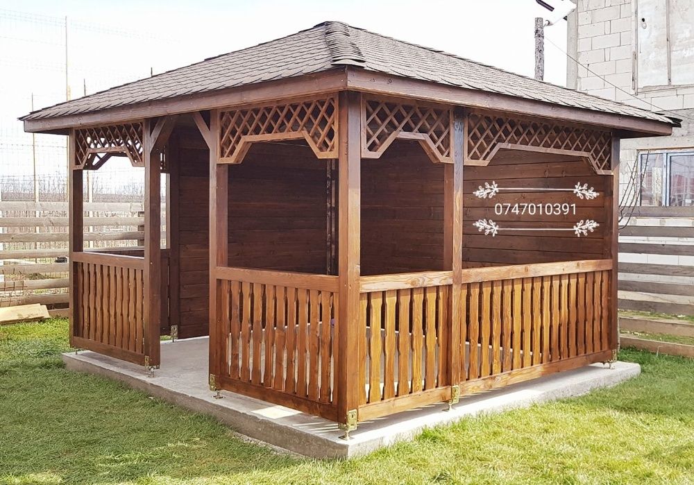 Foisor lemn 4x3m Bucuresti Ilfov montaj 4 ore pergola terasa pavilion