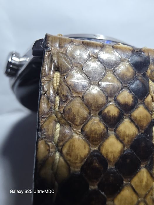 Vând 2 curele handmade din piele exotica de piton și iguană pentru ceas 22mm