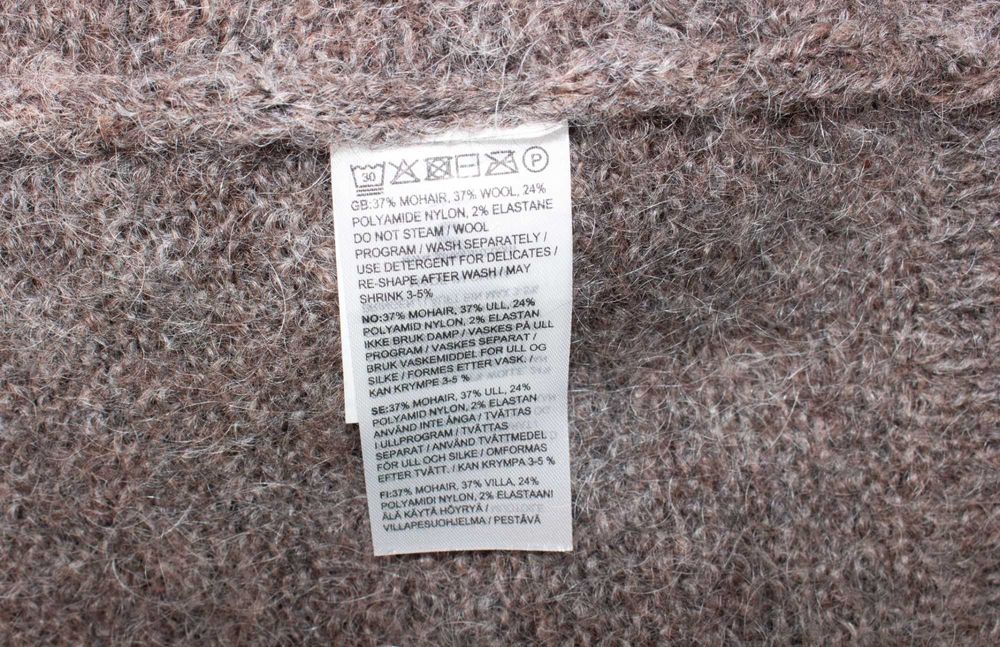 Yôke дамски пуловер от мохер и вълна кафяв меланж овърсайз S