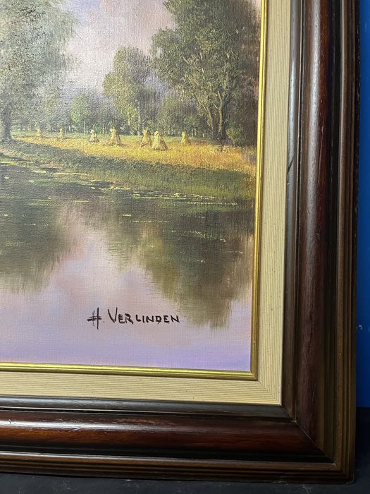 Голяма картина-селски пейзаж на платно