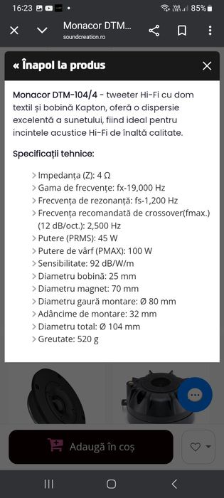 Tweeter  Monacor  DTM 104/4