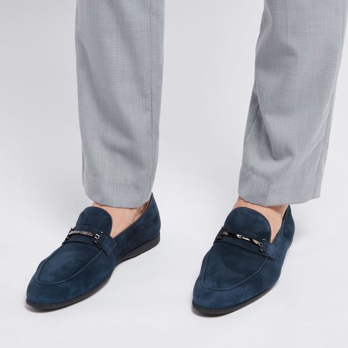 Новые замшевые лоферы Duchini, тёмно-синие, 43 размер, привезены из Ду