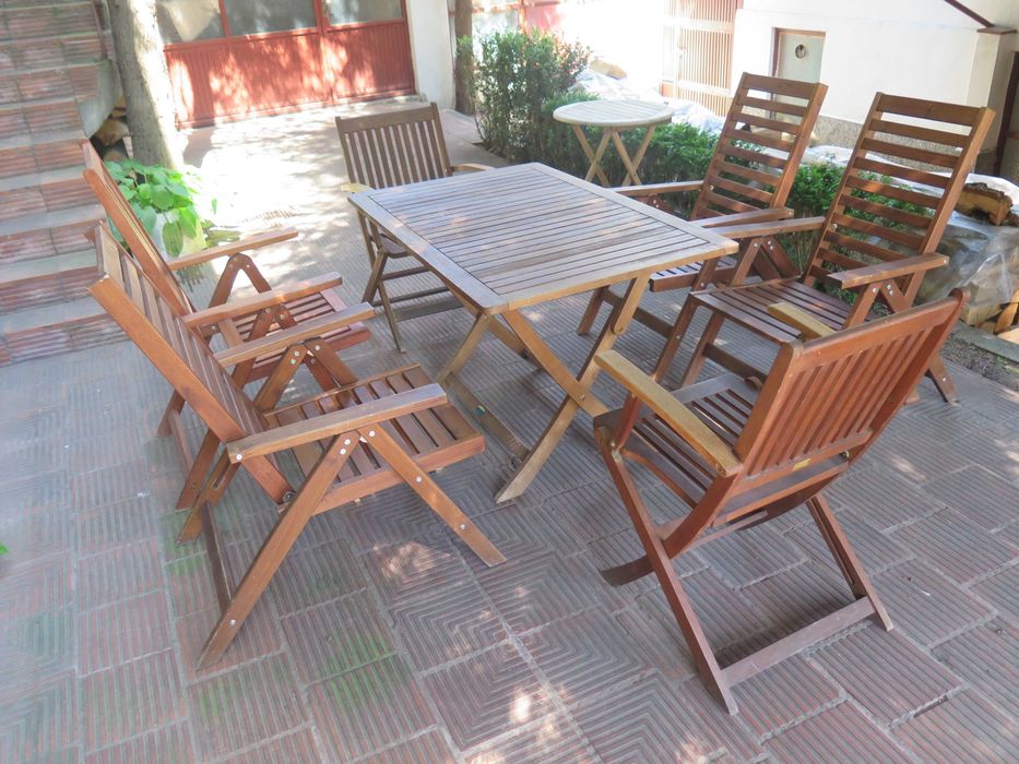 Тиково дърво ,сгъваем, стол-2бр.,маса-2бр.,