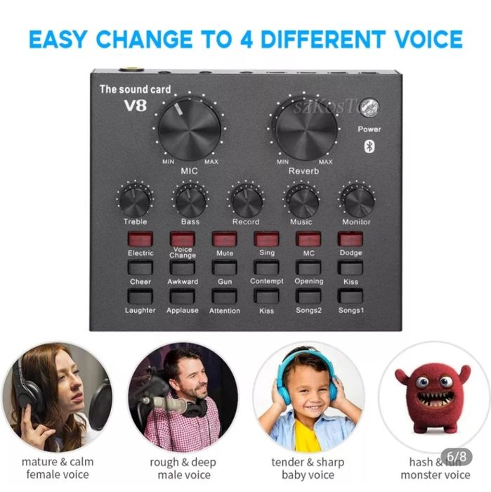 Аудио интерфейс на живо поточно V8