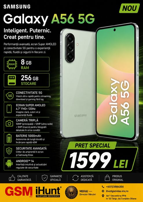 Galaxy A56 5G, 8/256 GB, Sigilat, Garanție