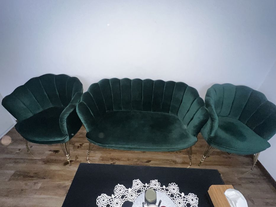 Set fotolii plus canapea catifea