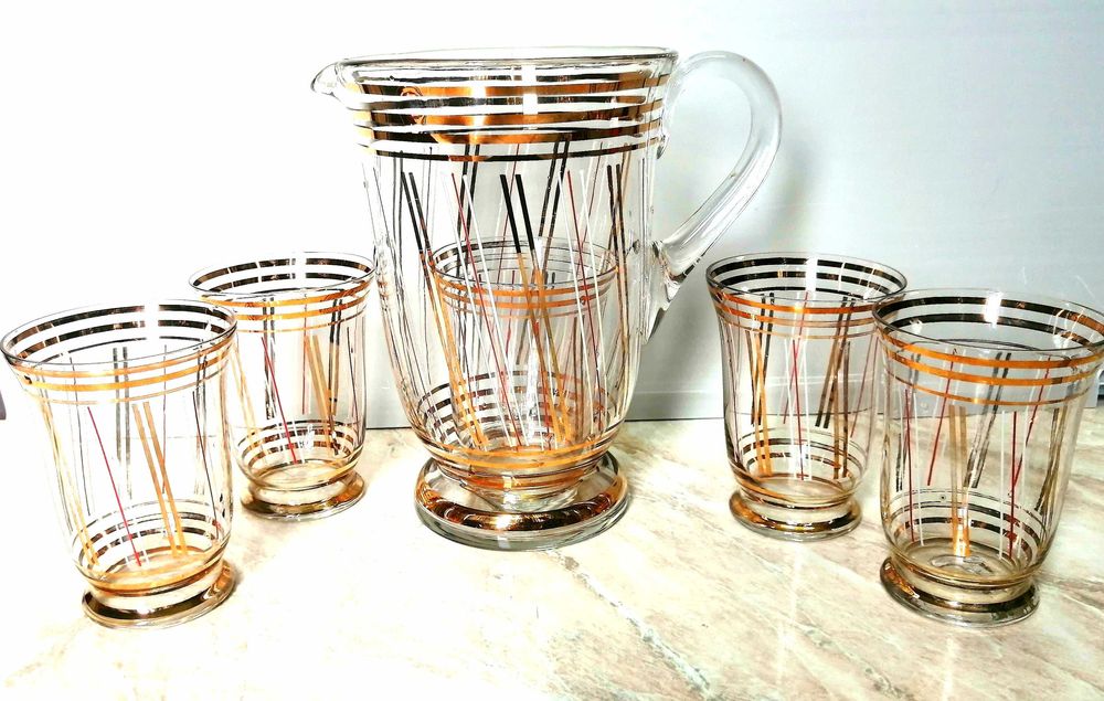 Графин и бокалы. Богемское стекло позолота винтаж