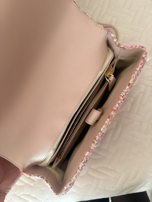 Дамска чанта Pinko – туид, розова, оригинал