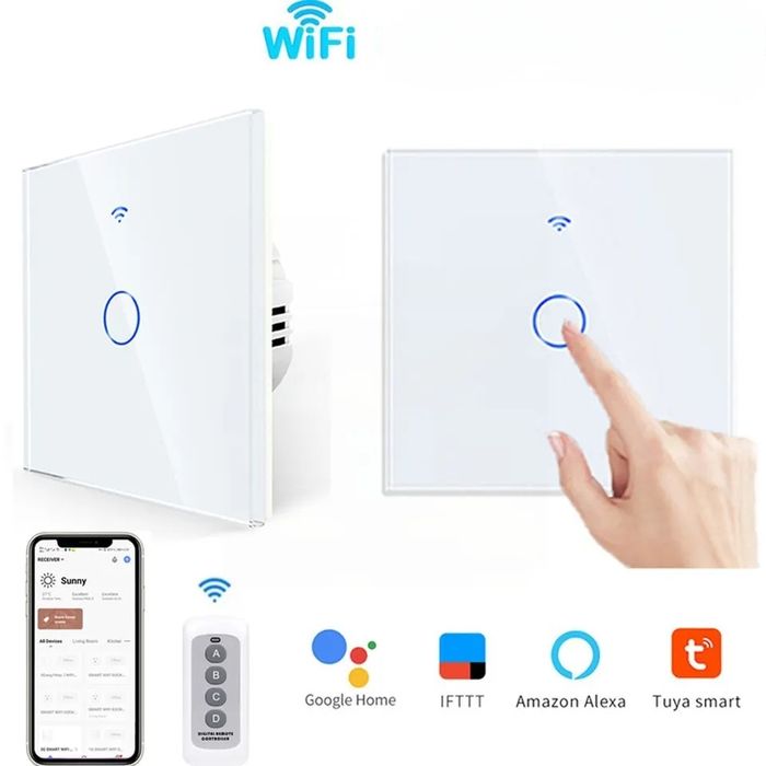 Întrerupător Touch Smart: o fază. Compatibil Alexa/Google.Control voce