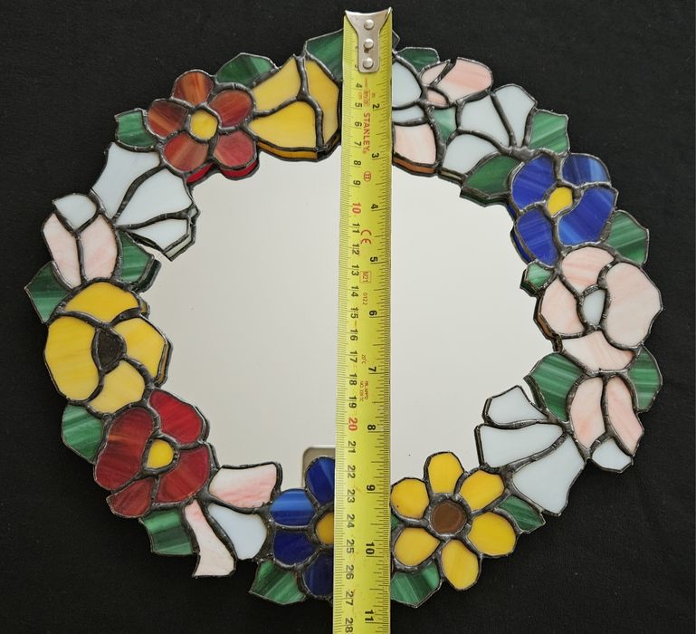 Vitraliu sticla Murano,oglinda cu rama din vitraliu