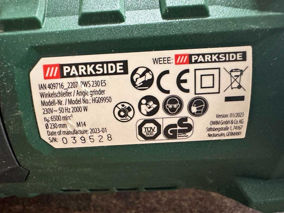 Ъглошлайф Parkside PWS 230 E5 2000 W