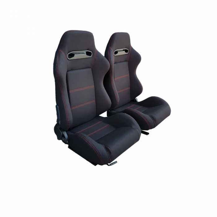 Спортни седалки , текстил черни с червен конец, 2бр комплект