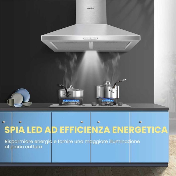 Абсорбатор COMFEE’ PYRA17SS-60 от неръждаема стомана 60 см с LED осветление