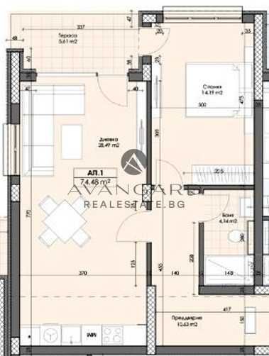 оф.25196 Двустаен с двор в новострояща се сграда/ Марково