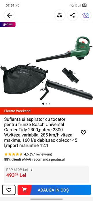 Suflanta cu aspirator de frunze