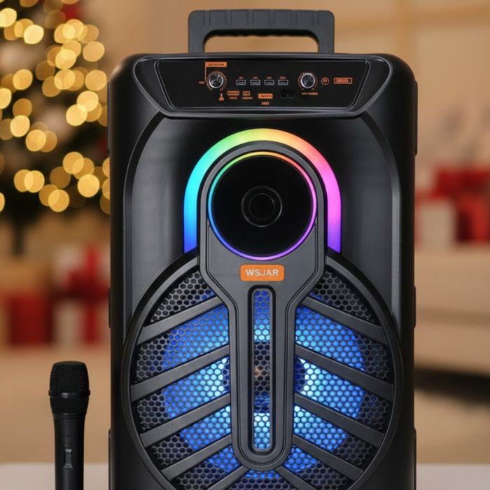 WSJAR E-8809 – Портативна караоке тонколона с микрофон и LED ефекти