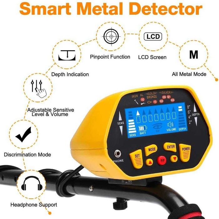 ТОП МОДЕЛ! Металотърсач Детектор за злато метали сребро мед монети