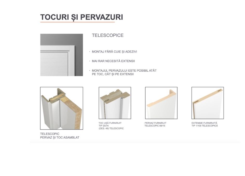 Ușă model LITE, MDF, alb vopsit