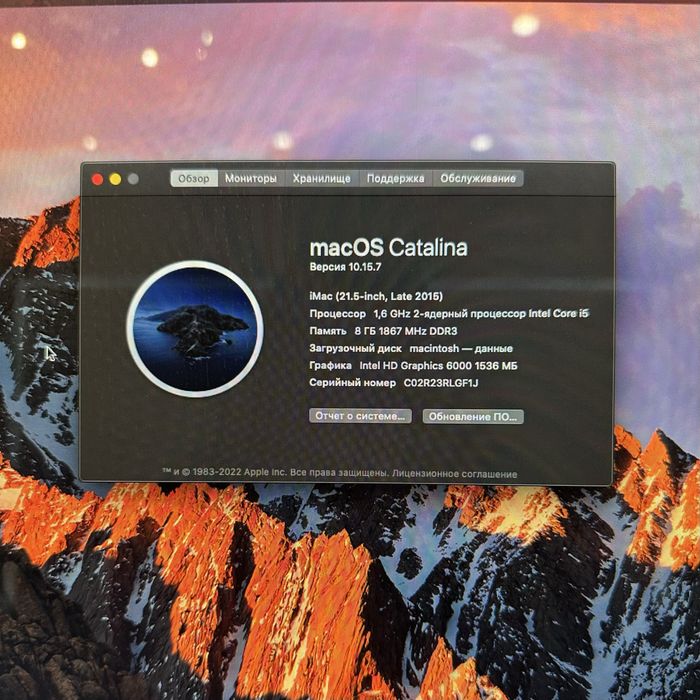 iMac 21.5 inch late 2015