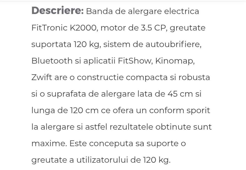 Bandă de alergat Fit Tronic 2000 Impecabilă