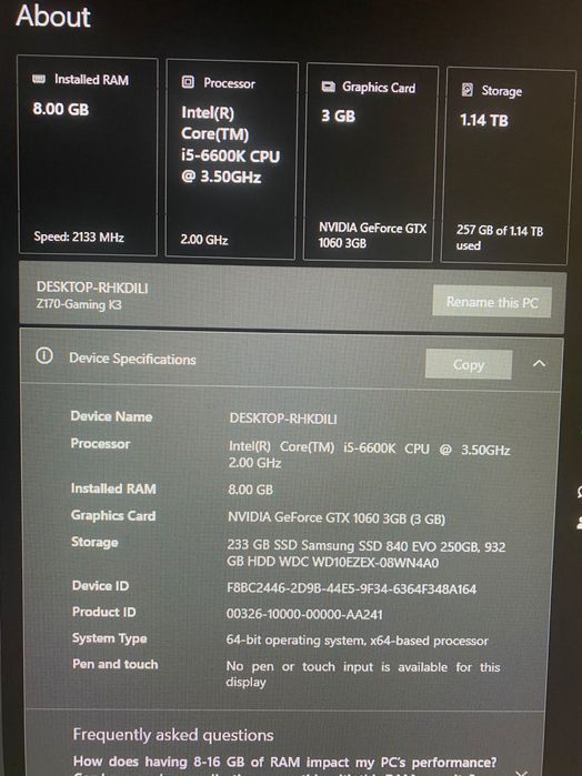 Pc Gaming I5 6600k 4.4ghz