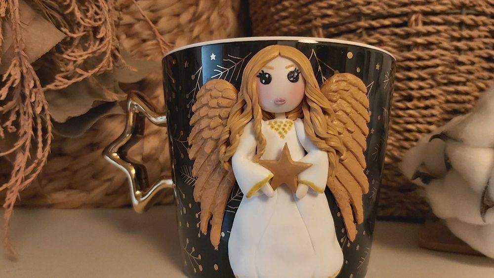 Cadou deosebit cana inger din fimo handmade