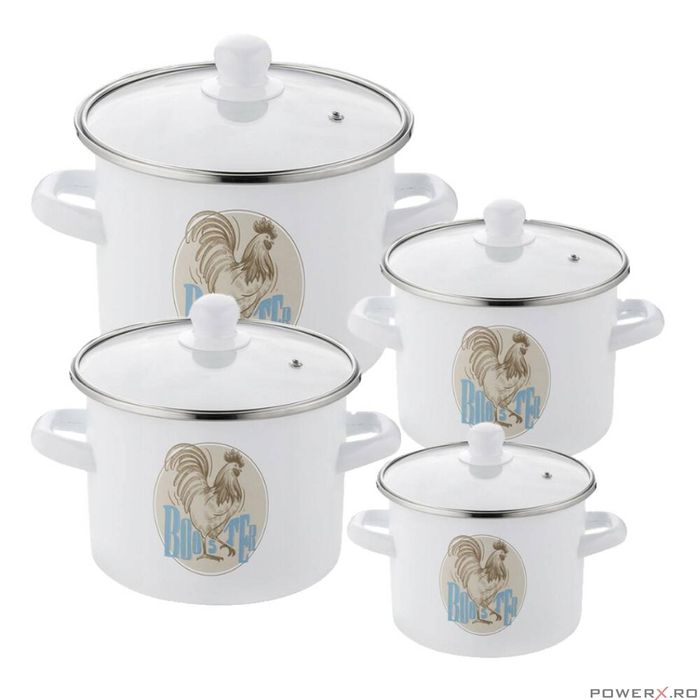 Oala Kogut, otel emailat alb, 22cm-5.3l, Florina