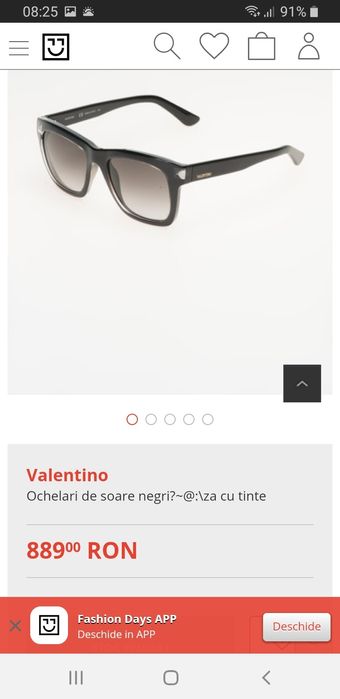 Ochelari damă Valentino negri la 250 lei Timișoara