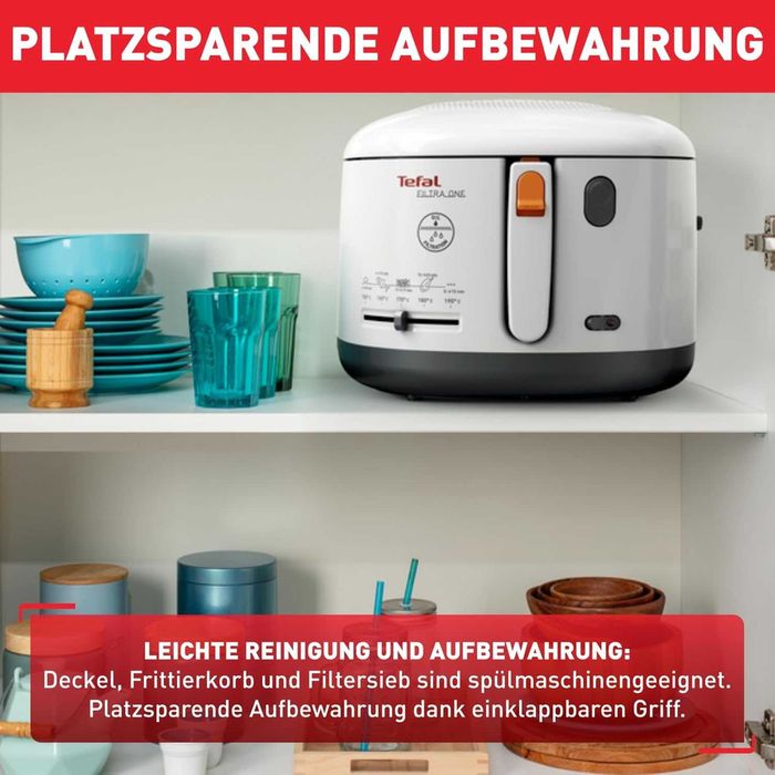 Фритюрник Tefal FF 1631 One Filtra, 1900W, 2.1 литра, Бял