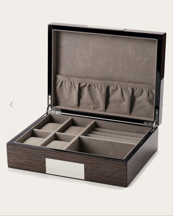 Casetă pentru ceasuri și bijuterii din lemn gri