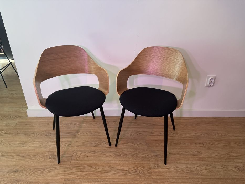 Set 6 scaune dining HVIDOVRE stejar natur/negru