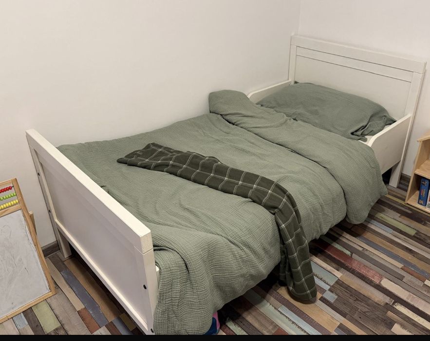 Cadru pat SUNDVIK IKEEA -extensibil+somieră, alb, 80x200 cm