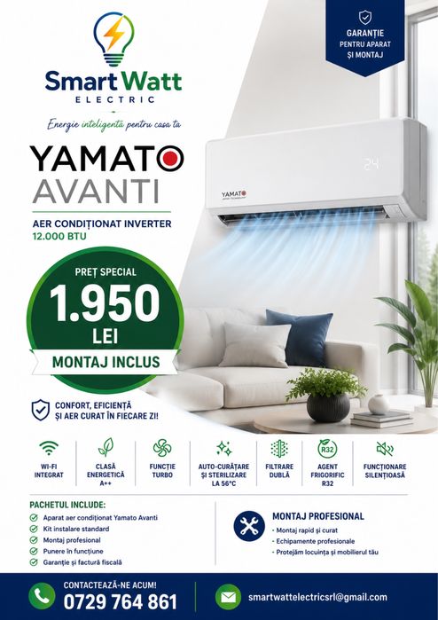 Aer conditionat 12.000 BTU cu montaj si garantie