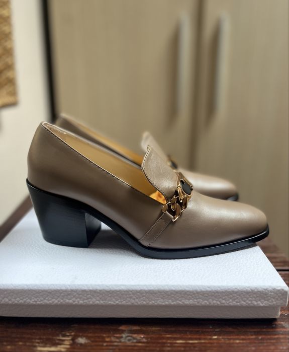 Mocasini Tod's, 100% piele, toc mediu, bej & negru