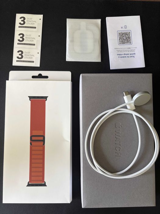Apple Watch Ultra 3, 49mm Black Titanium Case + 2 Apple bands + 2 protective metal cases + new screen protector