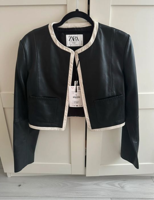 Geaca zara scurta piele 100%