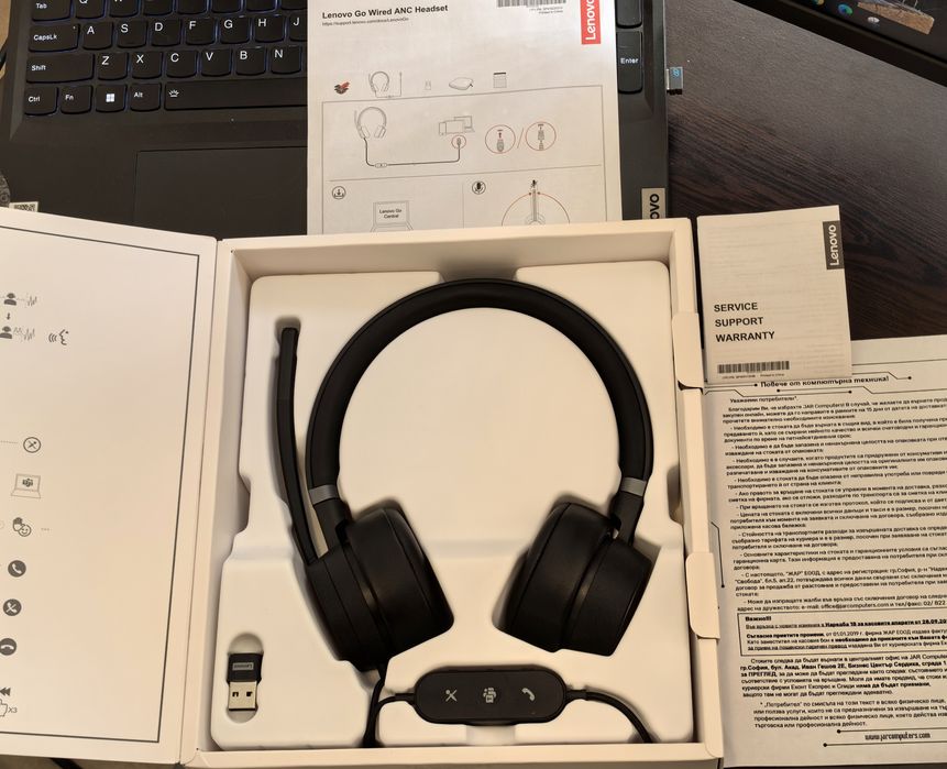 Слушалки с микрофон Lenovo Go ANC USB wired Headset
