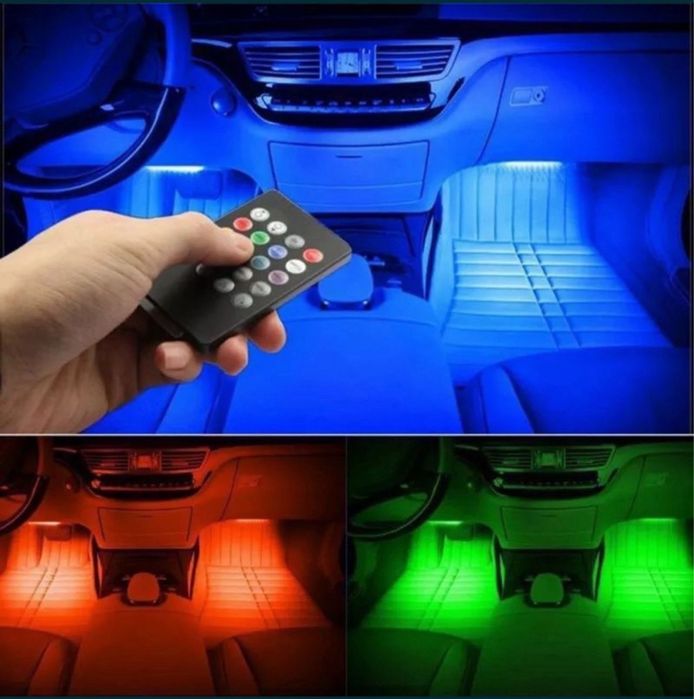 Kit Banda Led Rgb Interior Auto Lumini Ambientale picioare  48 Led