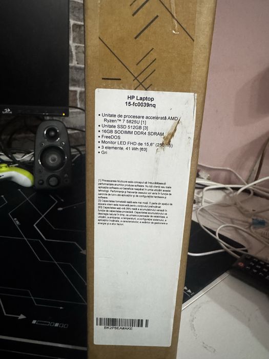 Laptop HP 15-fc0039nq Ryzen 7 5825U 16 Gb RAM 3200 Mhz 500 gb SD M2
