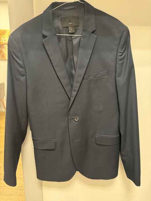 Мъжко сако H&M Slim Fit, размер 48 / M, тъмносиньо