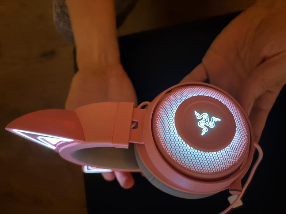 Casti gaming Razer Kraken Kitty V2, microfonUSB Type A, Quartz Edition