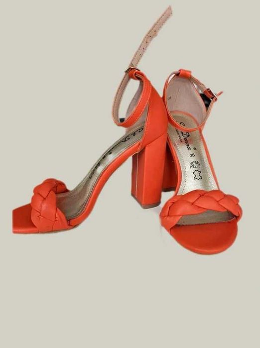 Sandale de piele cu toc gros, solo Donna,36