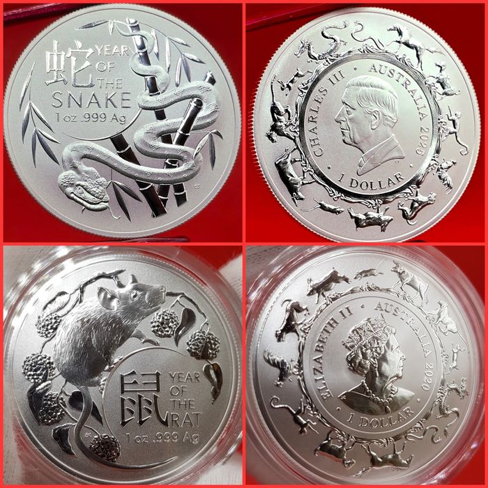 Australia RAM Lunar, China Mint monede lingou argint 999