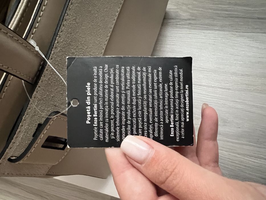 Geanta bej Enzo Bertini piele naturala noua cu eticheta