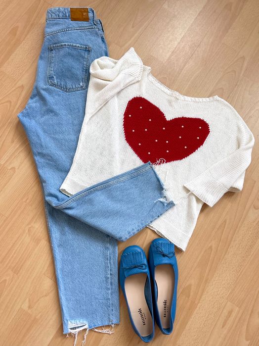 Zara denim деним 29/30номер  & heart blouse