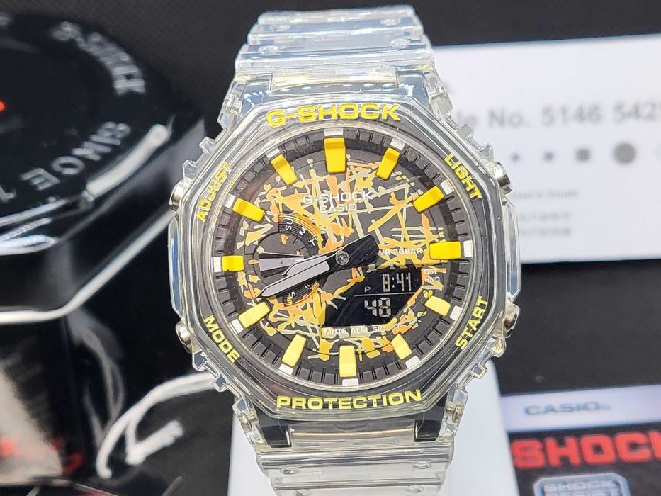 Ceas Sport Casio g shock ga2100 jellyfish celestial Galben  Nou,Garantie 2 ani