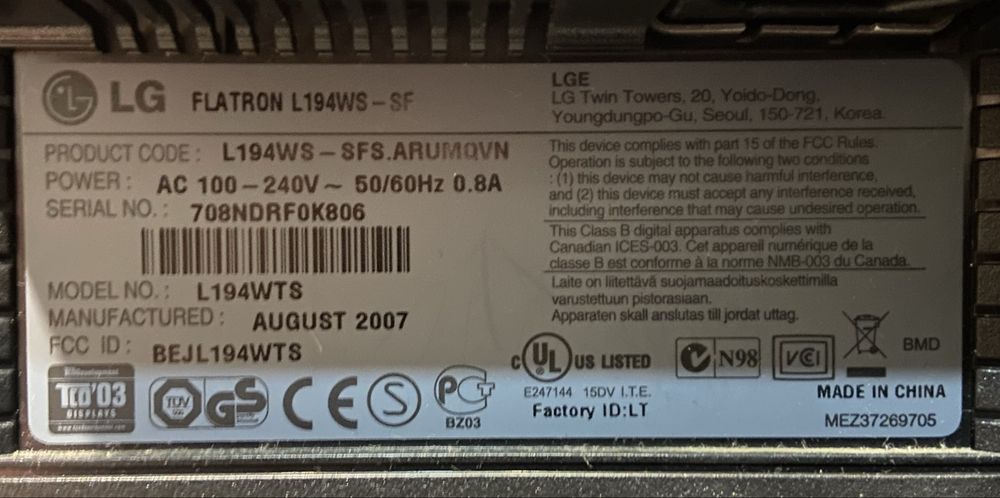 Мониторы LG ACER