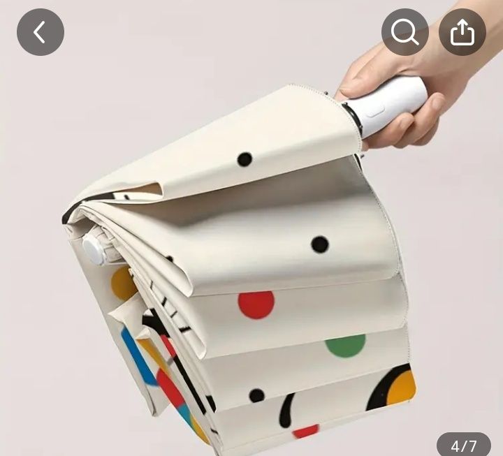 Цветeн  чадър с точки и черно коте -Модерен автоматичен и компактен ча